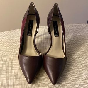 Steve Madden, leather/suede burgundy/wine colored pumps, size 8, brand new w/box